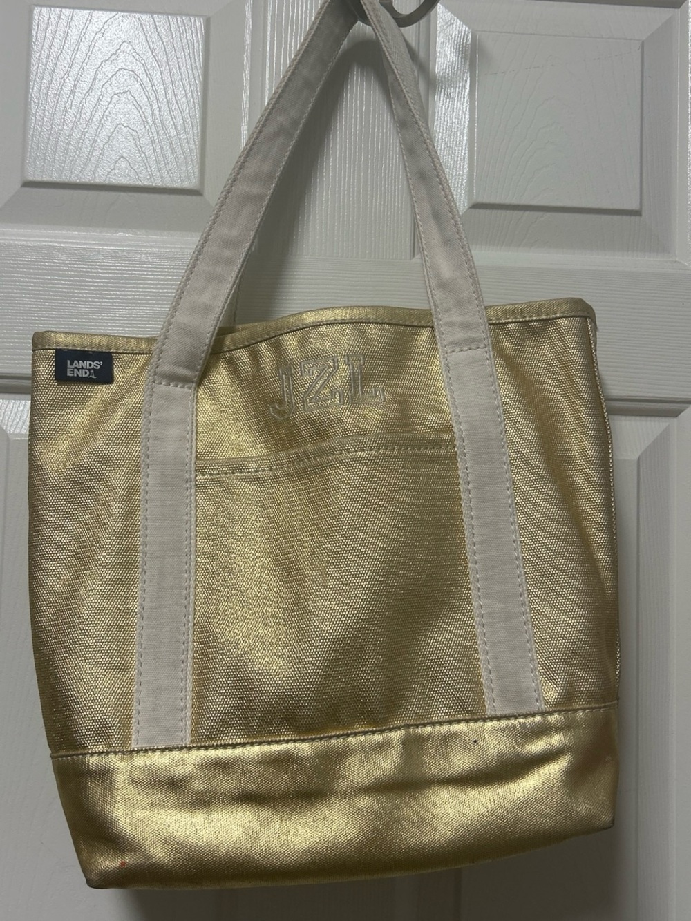 Metallic gold lands end tote